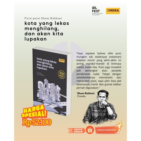Sampul buku Kota yang lekas menghilang, dan kan kita lupakan - Ilham Rabbani [penerima AT Awards)